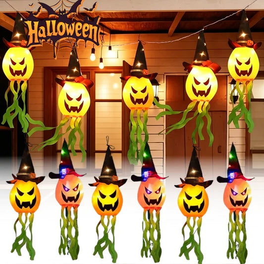Halloween LED Ghost Hat Pumpkin Hanging Lantern Flashing Light Halloween Hanging Lantern Peaceful Pleasures Health and Wellness