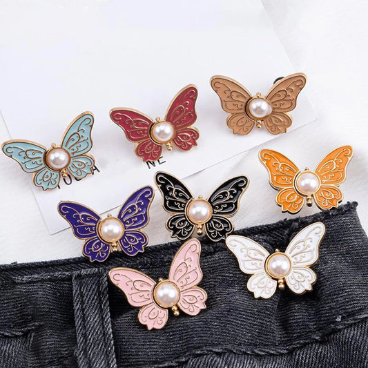 8-Pack Butterfly Waist Tightener Clips | No-Sew Alloy Adjusters Clothing Waist Clips Peaceful Pleasures Health and Wellness