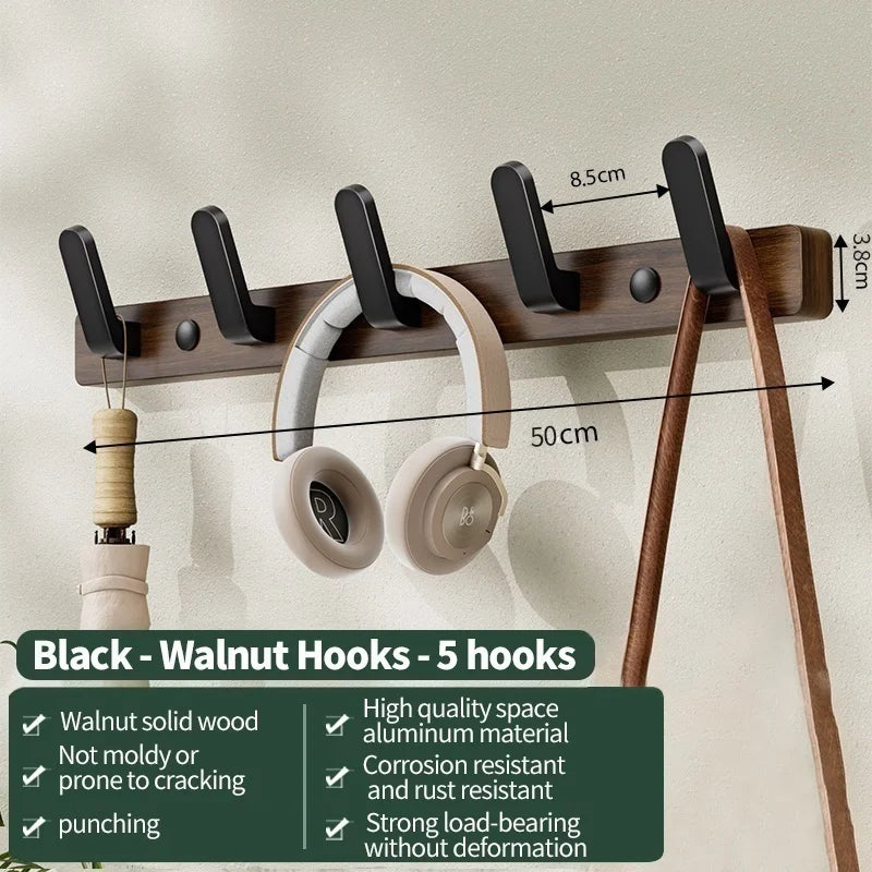 Wood & Aluminum Wall Hook | Coat Hanger for Kitchen & Bathroom