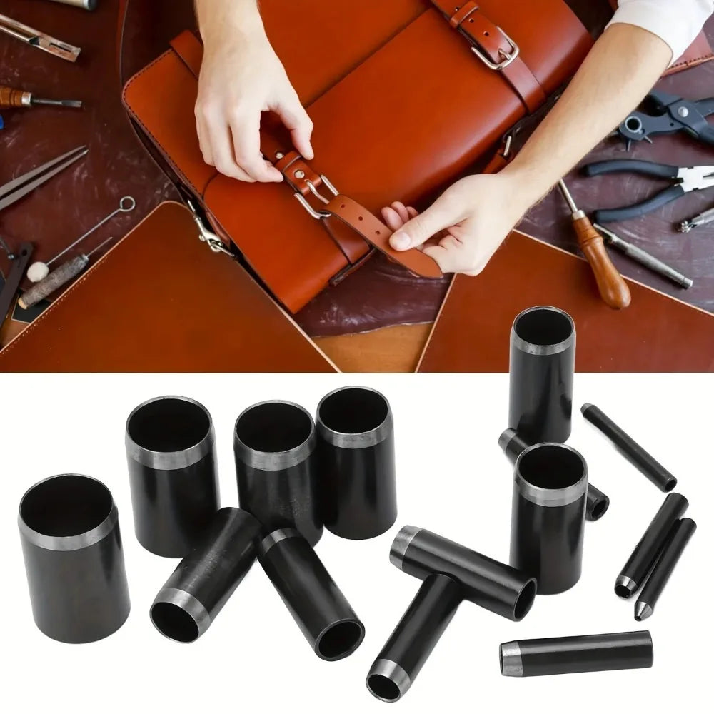 15-Piece Round Leather Hollow Punch Set | Steel Die Cutters 1–15mm