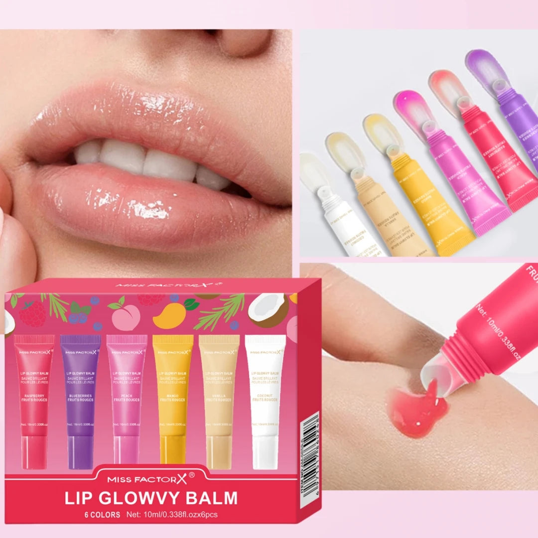 6-piece fruit flavored lip gloss set, moisturizing lip oil, glossy hydration, the best choice for women's holiday gifts Peaceful Pleasures Health and Wellness