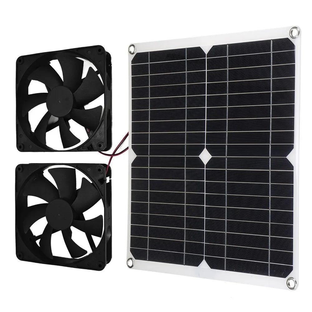 12W Solar Dual Fan Kit – IP65 Waterproof Outdoor Ventilation