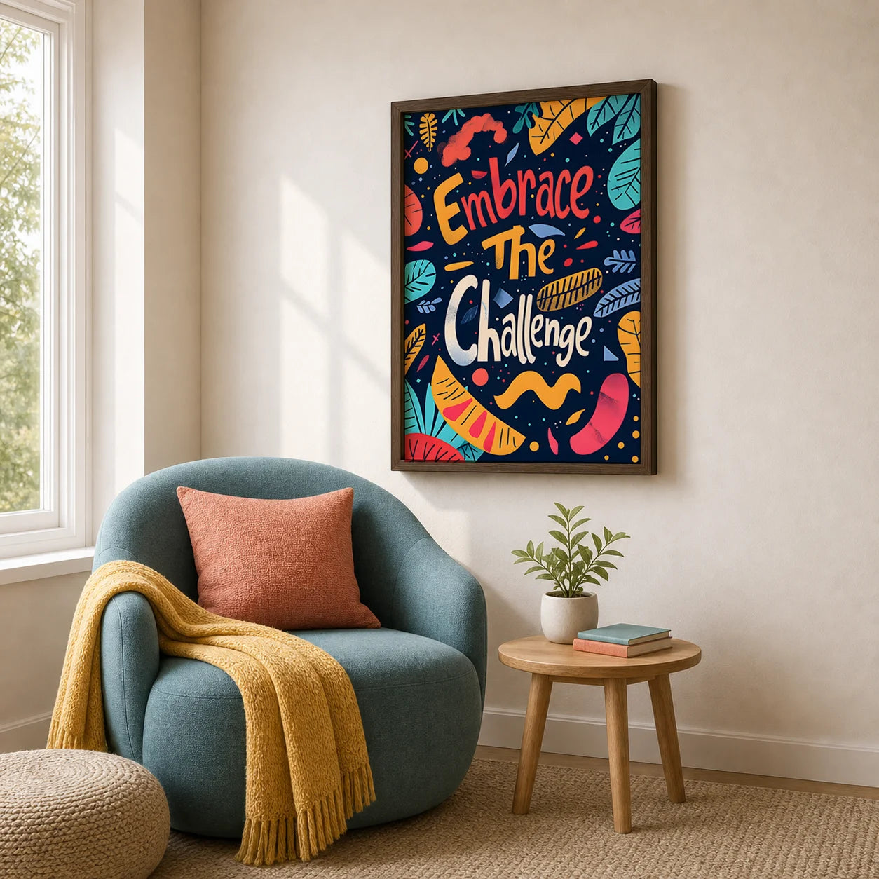 Nordic Motivational Quote Canvas Wall Art | Colorful Poster Print Canvas Wall Art Print Peaceful Pleasures Health and Wellness