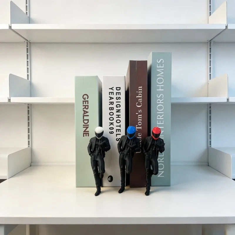 1-Piece Set of a Racer with Helmet, Creative and Quirky Bookend Model Figurine, Dynamic Motorcyclist Decoration, Bookshelf Ornament, Suitable for Office and Study Room, a Great Gift for Book Lovers Peaceful Pleasures Health and Wellness