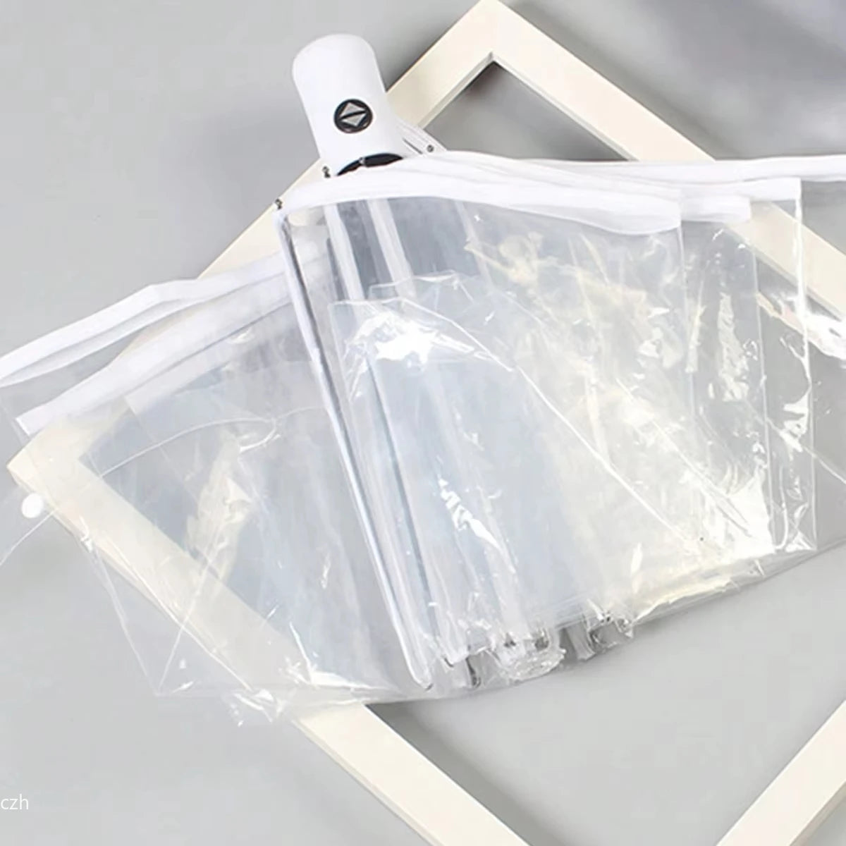 1pc-Korean Transparent Umbrella Folding Automatic Open And Close Umbrella Mori Three-fold Student Sunny Umbrella Peaceful Pleasures Health and Wellness