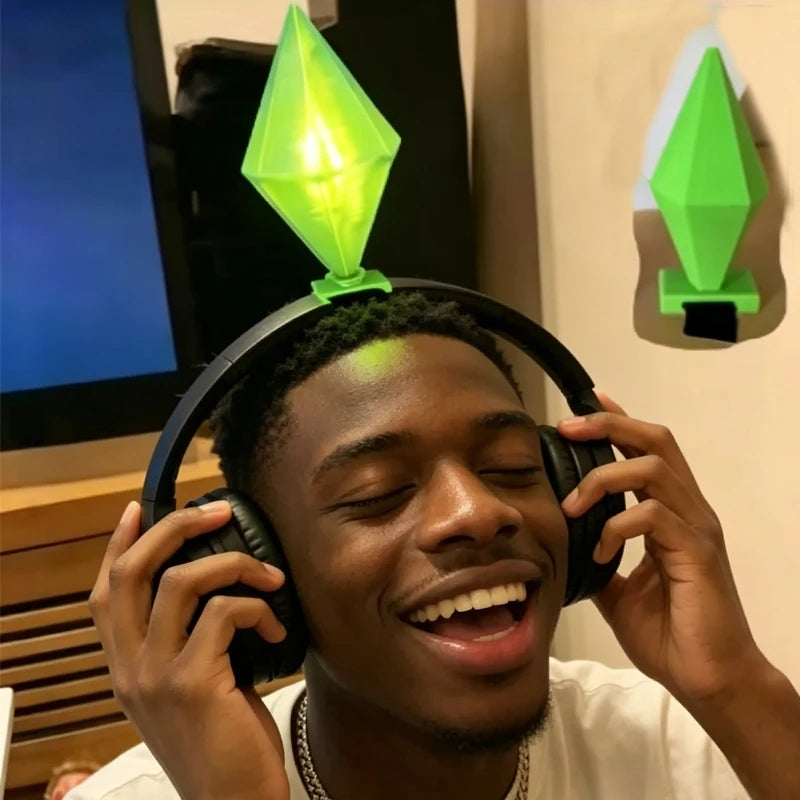 Bold Glowing Green Shard Velcro for Headband, Eye-Catching LED Flashing Plastic Patch, Cosplay Party Prop for Gamers Anime Fans Peaceful Pleasures Health and Wellness