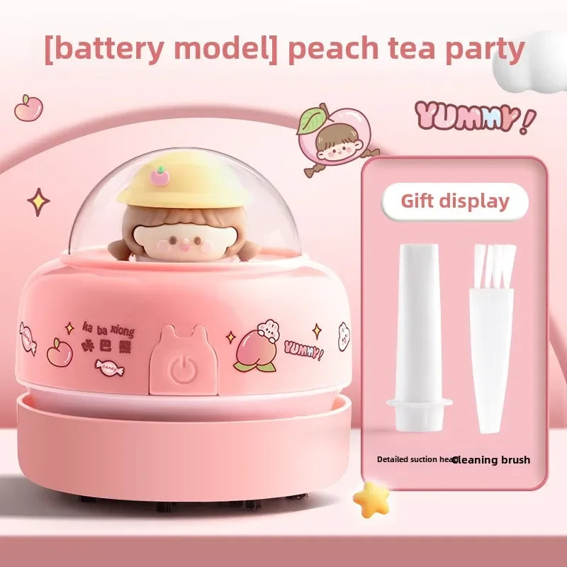 Practical Desktop Vacuum Cleaner Electric Student Suction Eraser Shavings Pencil Shavings Cleaning Dust Keyboard Cleaning Tools Peaceful Pleasures Health and Wellness peach