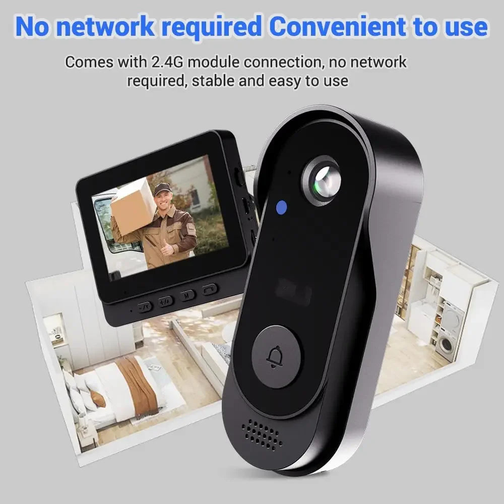 Wireless Video Doorbell with Night Vision, Two-Way Audio, IP66 Waterproof, No Network Required Peaceful Pleasures Health and Wellness