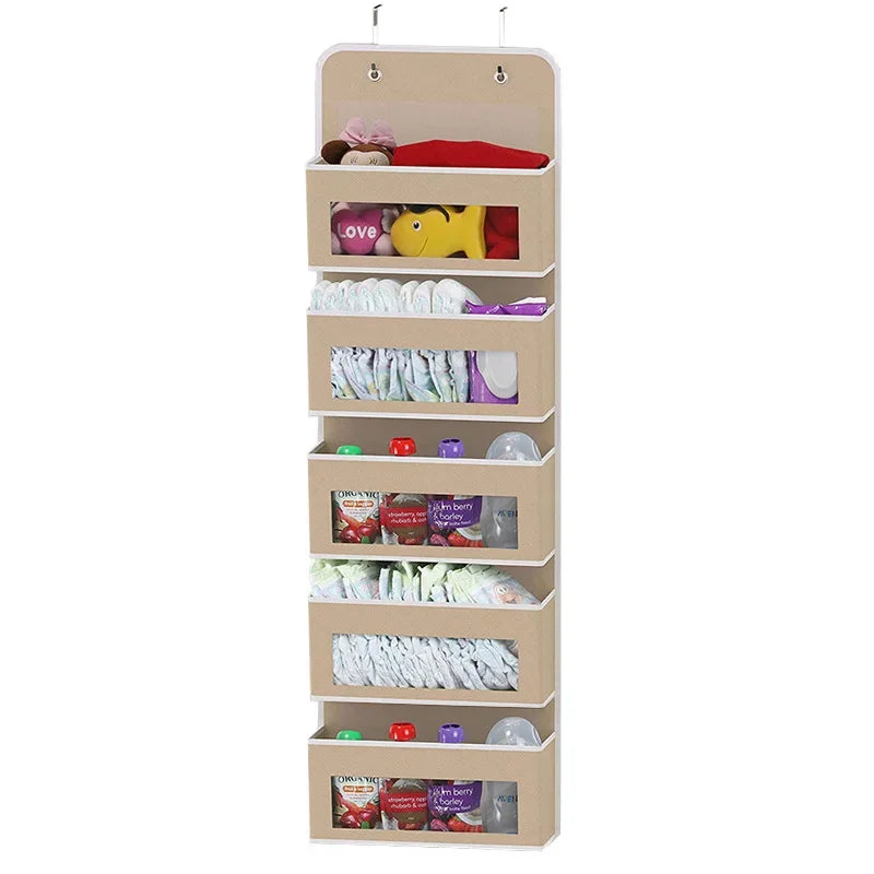 5-Shelf Behind Door Hanging Organizer – Anti-Tilt Storage