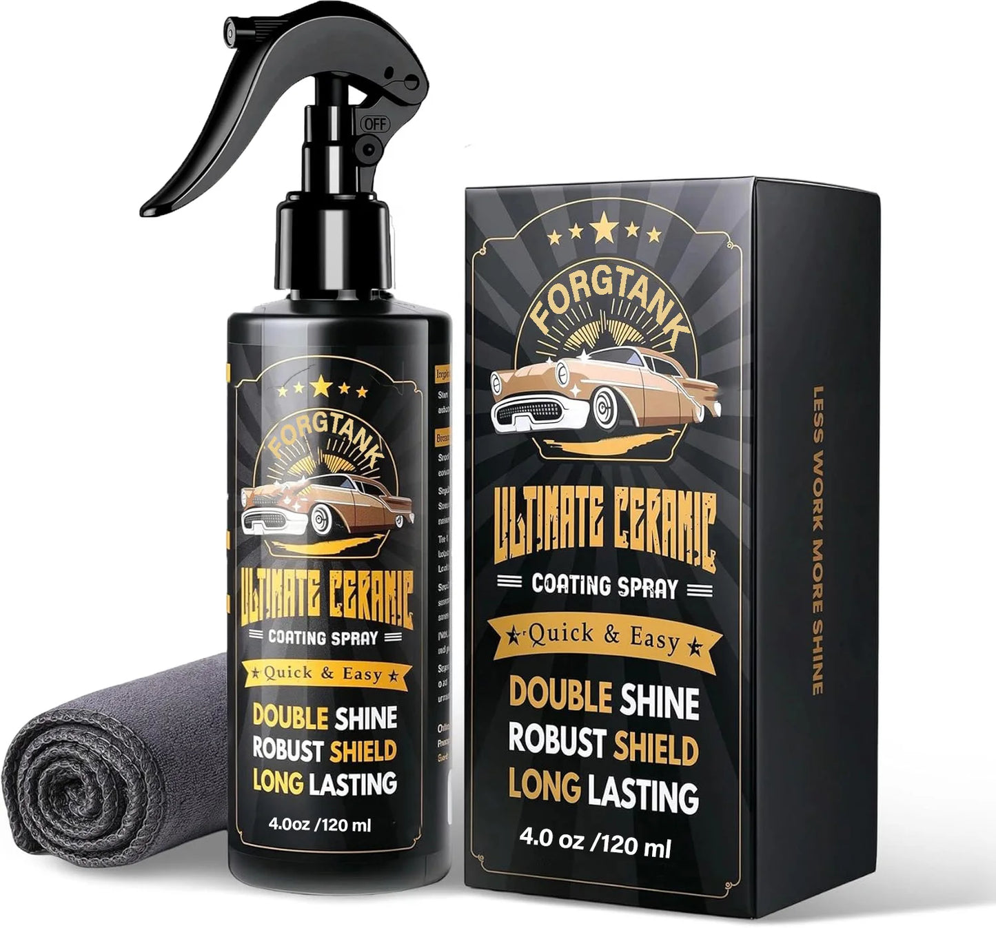 Ceramic Coating for Car Polish Unmatched Shine Car Wax Coating Spray Quick Detailer Spray Wax Lasts 50+ Washes Car Paint Sealant Peaceful Pleasures Health and Wellness 120ml set