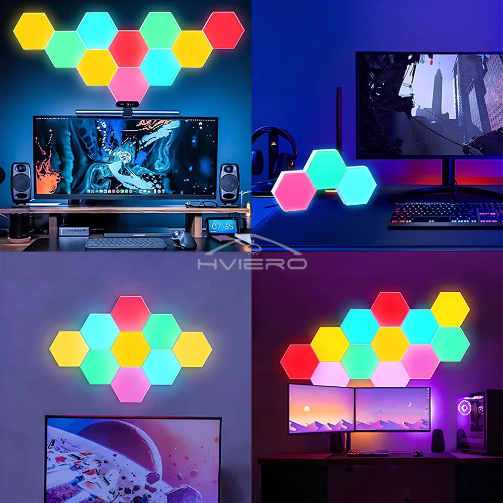 RGB Hexagon LED Wall Light – Touch & Remote Modular Honeycomb