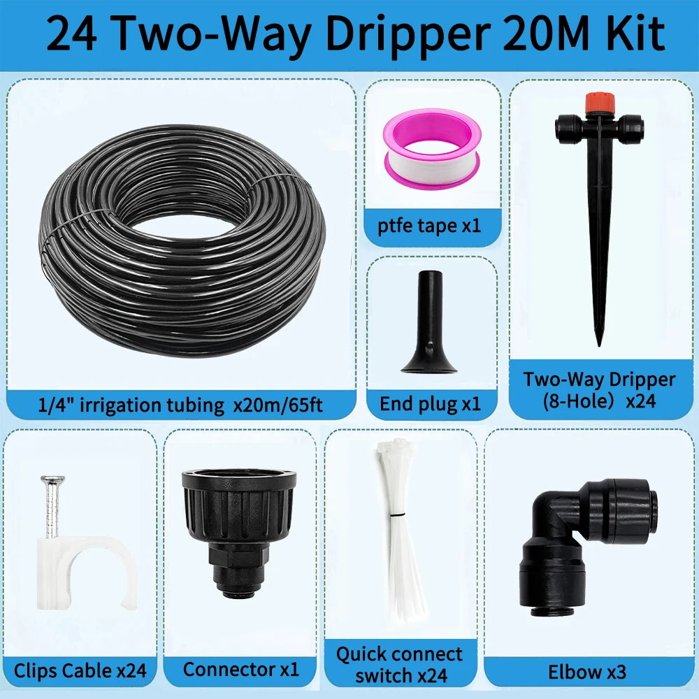 Garden Watering System, Quick-Connect Drip Irrigation Kit, DIY Automatic Irrigation Equipment Set for Lawn Raised Bed Greenhouse Peaceful Pleasures Health and Wellness 20M