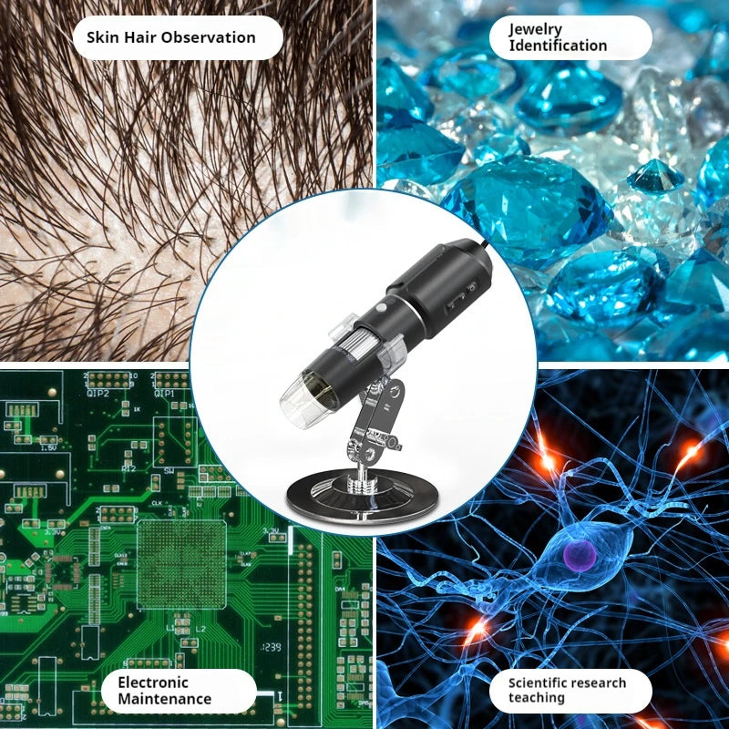 Wireless Wifi Digital Microscope High-Definition Skin and Hair Examination Magnifying Glass Electron Microscope Peaceful Pleasures Health and Wellness
