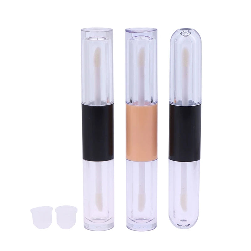 1pcs Double-Ended 2-in-1 Oval Flat Empty Lip Gloss Tubes With Wand Leak Proof Refillable Packaging Plastic Bottle Travel Kit Peaceful Pleasures Health and Wellness