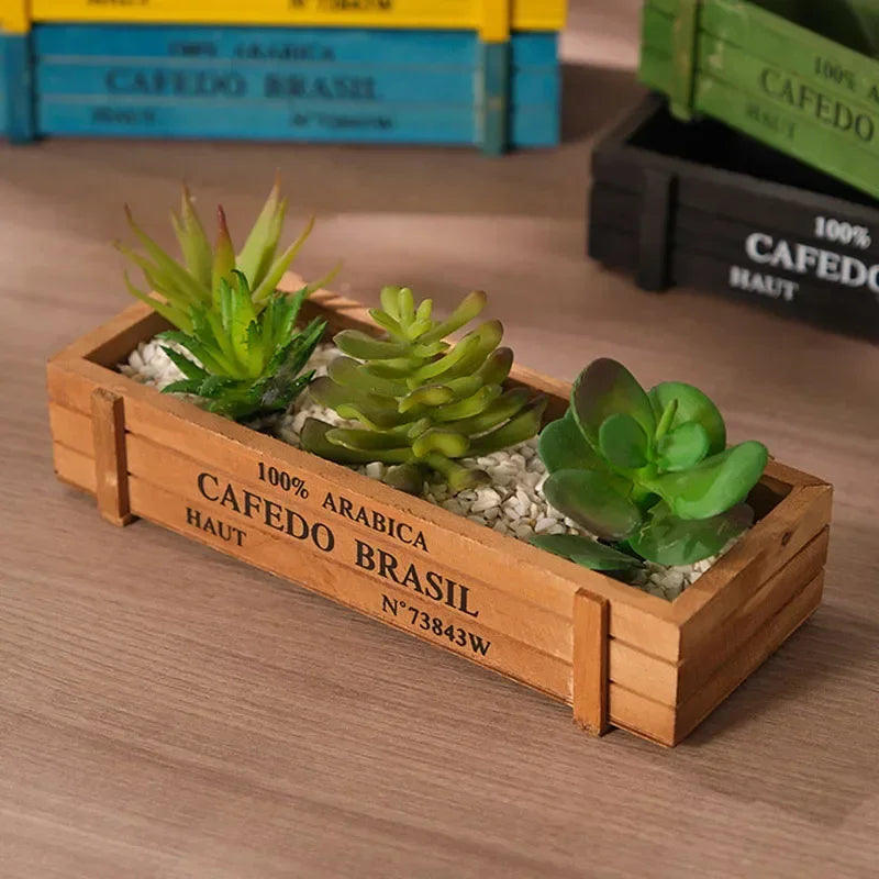 Retro Vintage Wooden Storage Box | Succulent Planter & Organizer