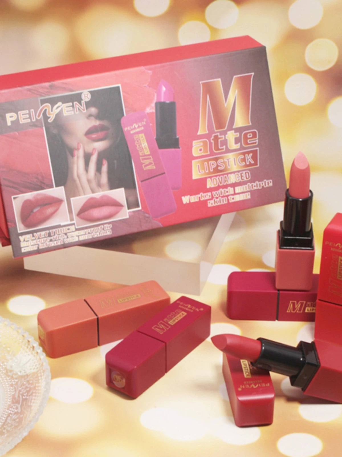 Matte Lipstick Set with 6 Waterproof Colors Peaceful Pleasures Health and Wellness Red