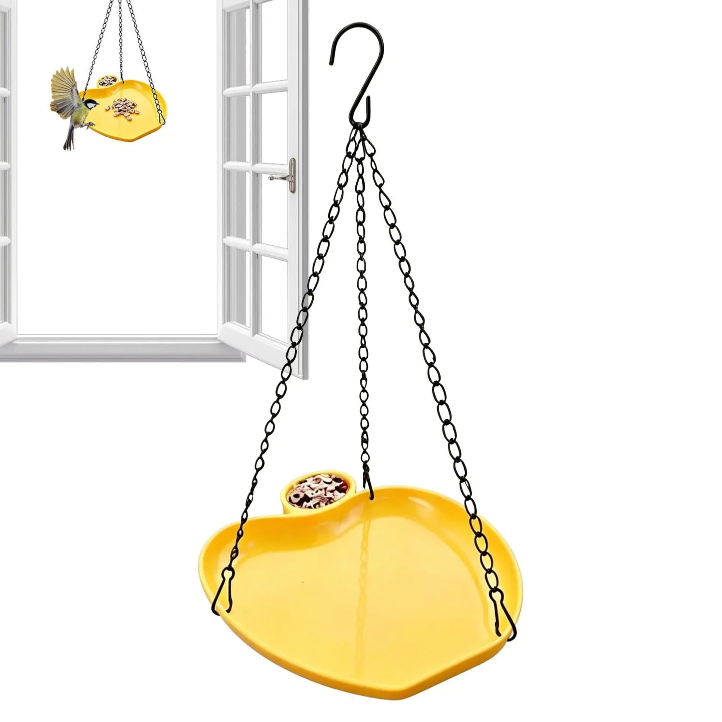 2-in-1 Hanging Bird Feeder & Bath Tray with Hook Chain