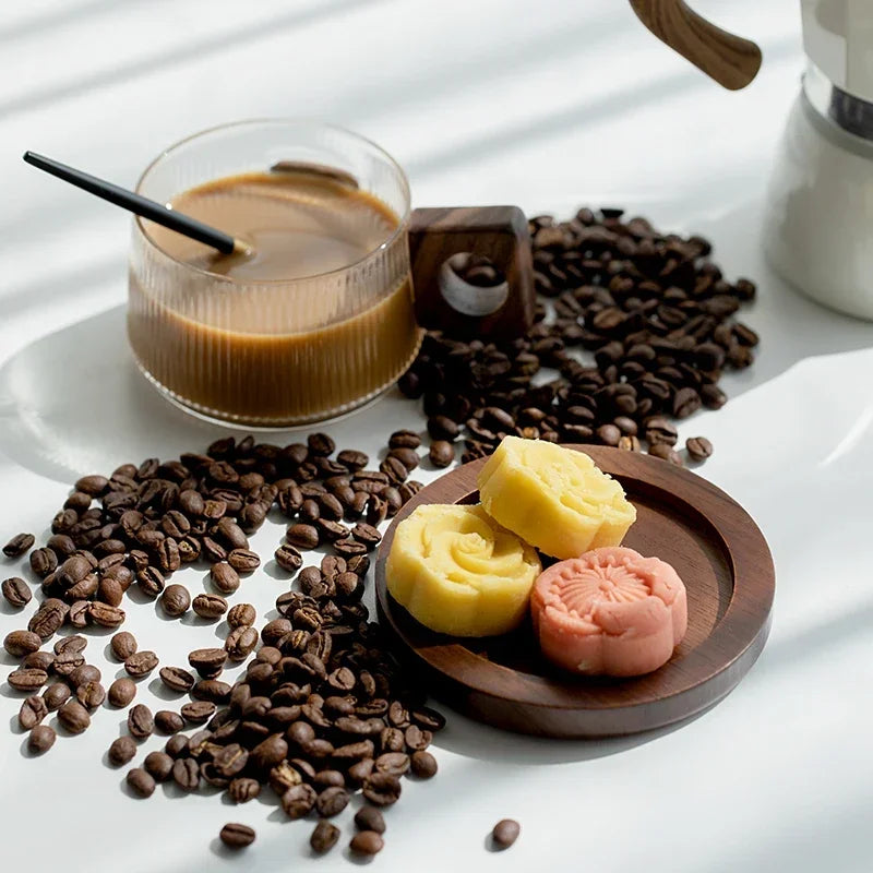 Walnut Coffee Cup Ins with Antique Style Solid Wood Handle and High Borosilicate Glass Milk Cup Peaceful Pleasures Health and Wellness