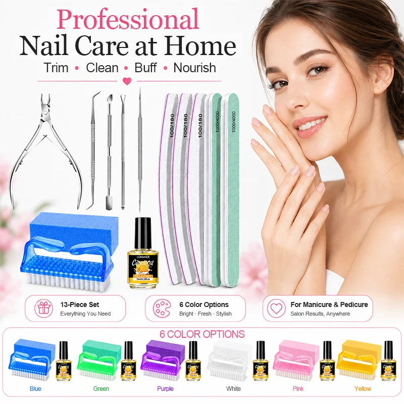 13-Piece Nail Care Manicure Set with Cuticle Oil & Nipper