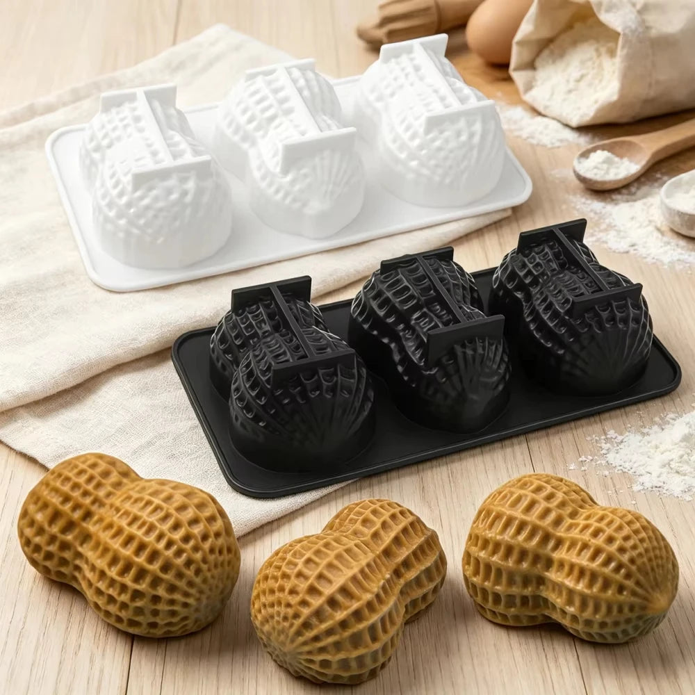 3-Cell Peanut Silicone Mousse Cake Mold | Chocolate Bakeware