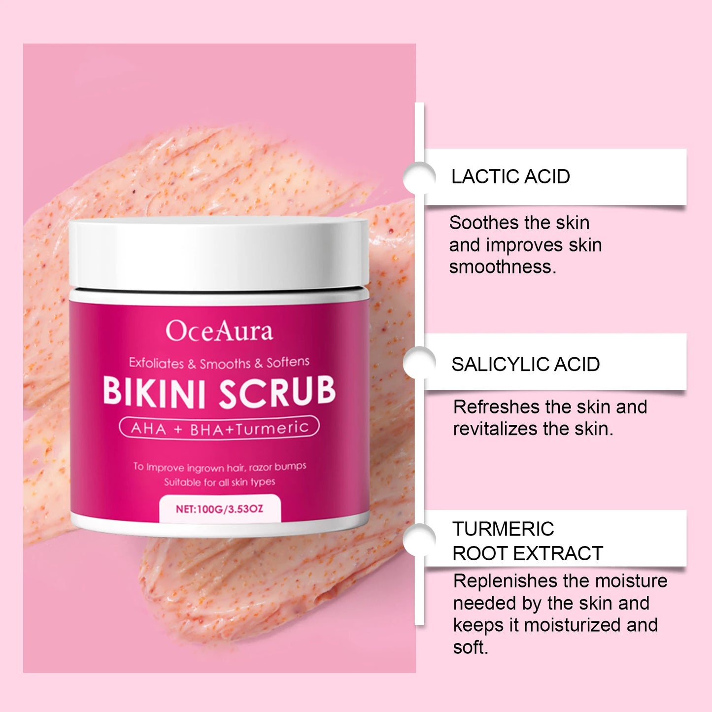 OceAura Turmeric Body Scrub | AHA BHA Exfoliator for Smooth Skin