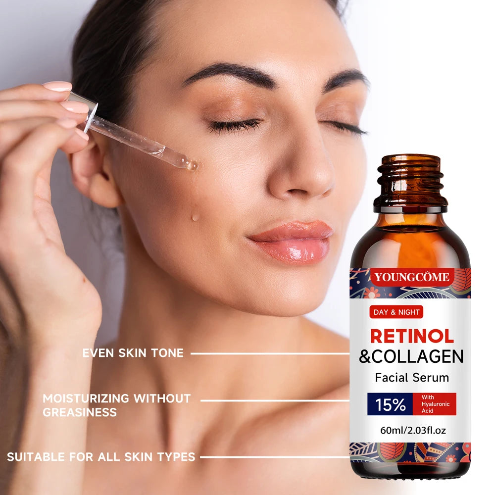 Retinol Collagen Facial Serum with Hyaluronic Acid - Daily Hydrating Skin Care for All Skin Type Peaceful Pleasures Health and Wellness