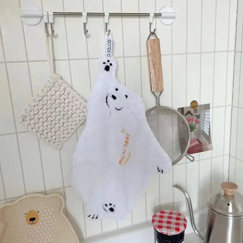 Polar Bear Cartoon Kitchen Hand Towel | Super Absorbent Terry Kitchen Hand Towel Peaceful Pleasures Health and Wellness