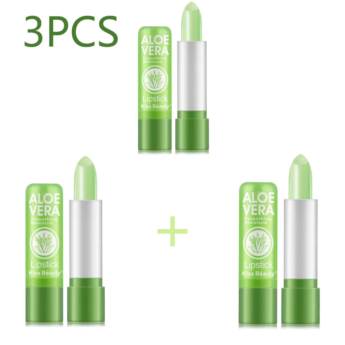 Aloe Vera Temperature Color Change Lipstick Moisturizing Lip Balm Long Lasting Waterproof Nourishing Lip Korean Makeup Cosmetics Peaceful Pleasures Health and Wellness 3pcs