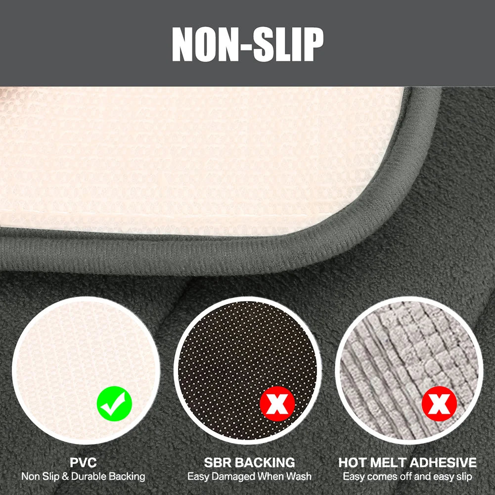 Memory Foam Bath Mat Set 3 Piece Thick Extra Soft Bathroom Non-Slip Rugs Super Water Absorbent Machine-Washable Toilet Floor Mat Peaceful Pleasures Health and Wellness