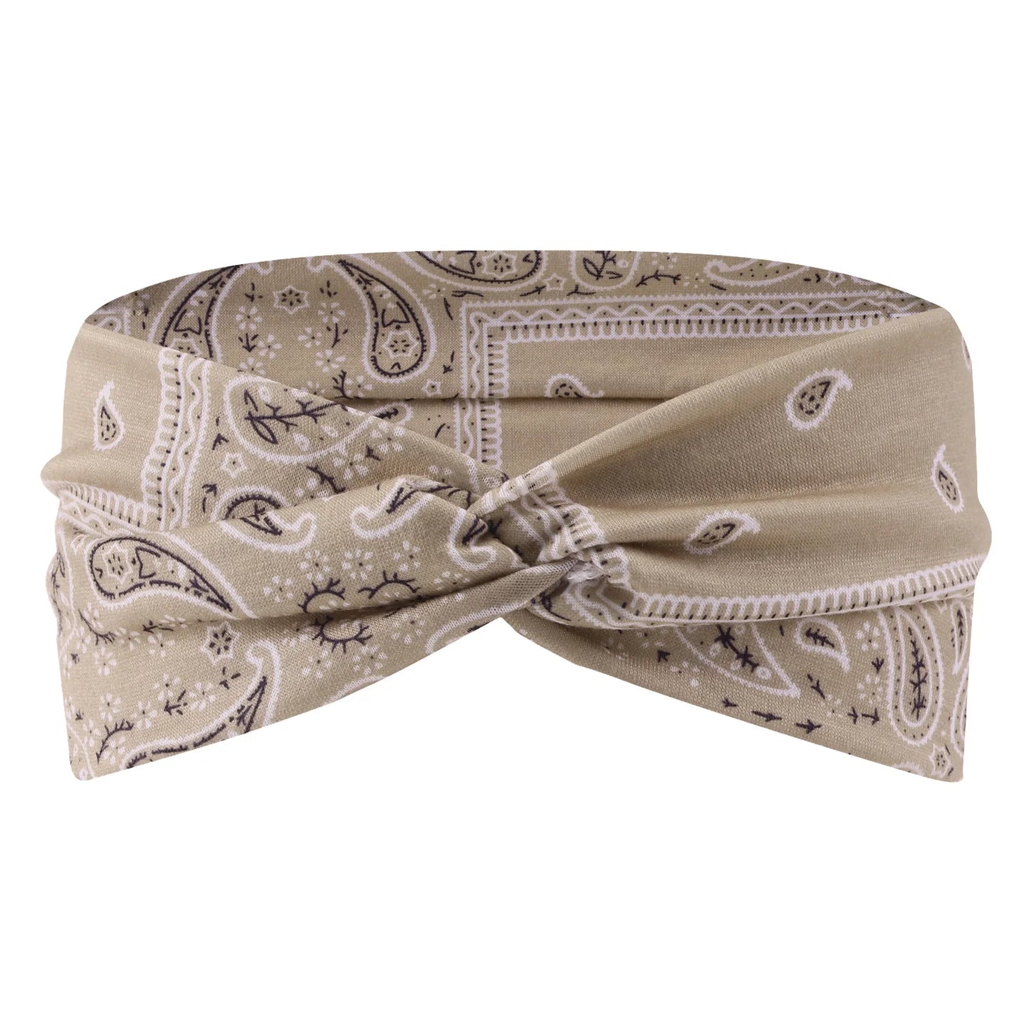 Women's Sports Headband Elastic Non-Slip Wide Sweat-Absorbing for Yoga Running Peaceful Pleasures Health and Wellness Cashew khaki