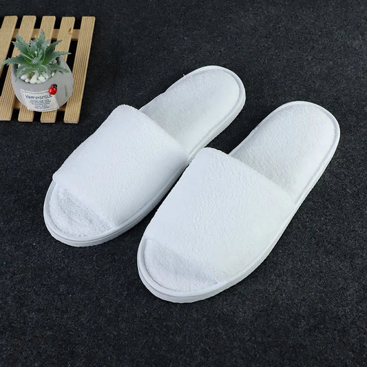 Soft Coral Fleece Disposable Hotel Slippers | Non-Slip Unisex Indoor Slippers Peaceful Pleasures Health and Wellness