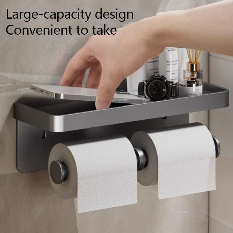 No-Drill Wall-Mounted Aluminum Toilet Paper Holder