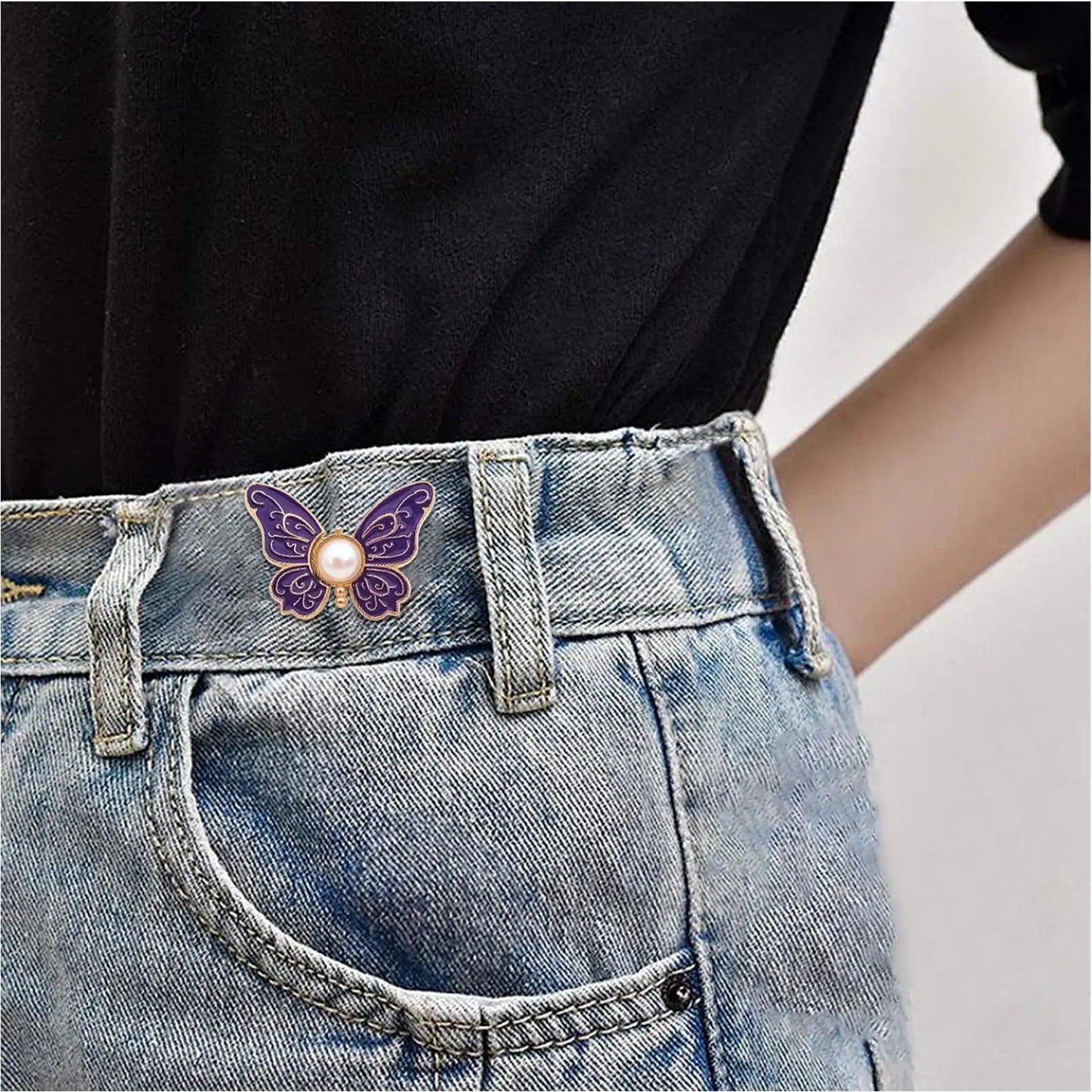 8-Pack Butterfly Adjustable Waist Clips | No-Sew Jean Button