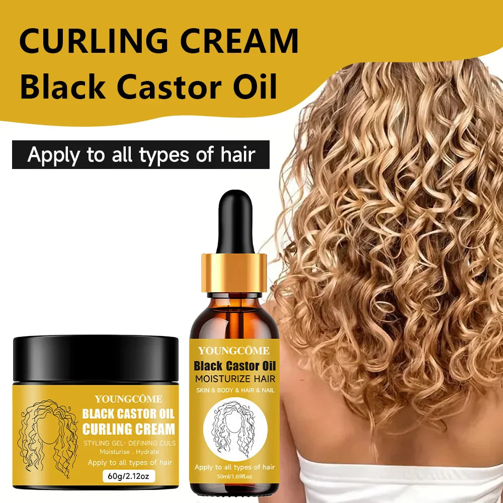 Jamaican Black Castor Oil & Curling Cream Duo | Hair Growth