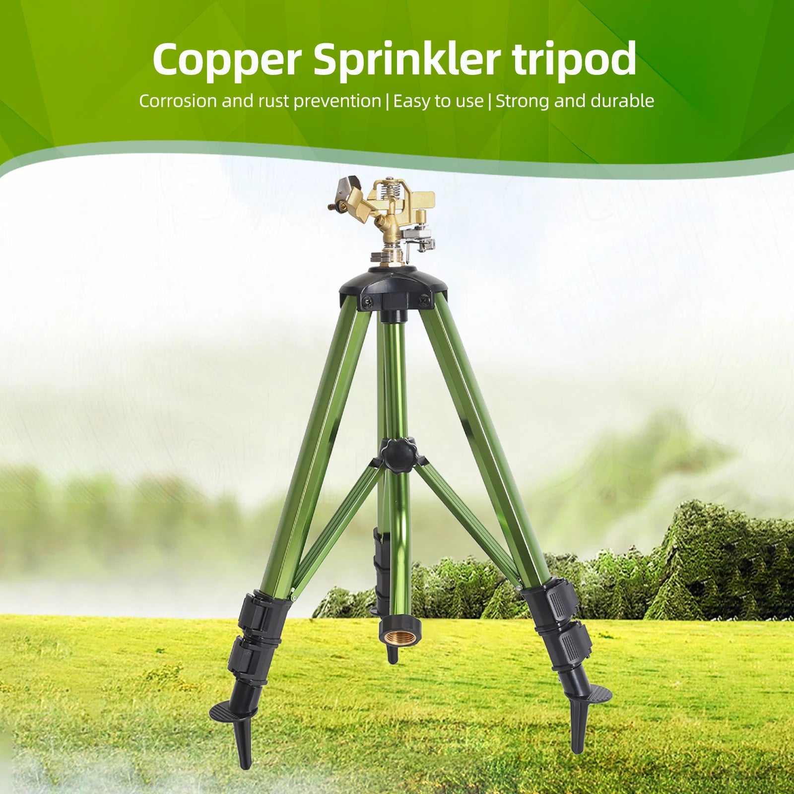 Heavy Duty Lawn Sprinkler 360 Degree Large Area Irrigation Impact Sprinkler on Tripod Base Sprinkler Nozzle for Lawn/Yard/Garden Peaceful Pleasures Health and Wellness