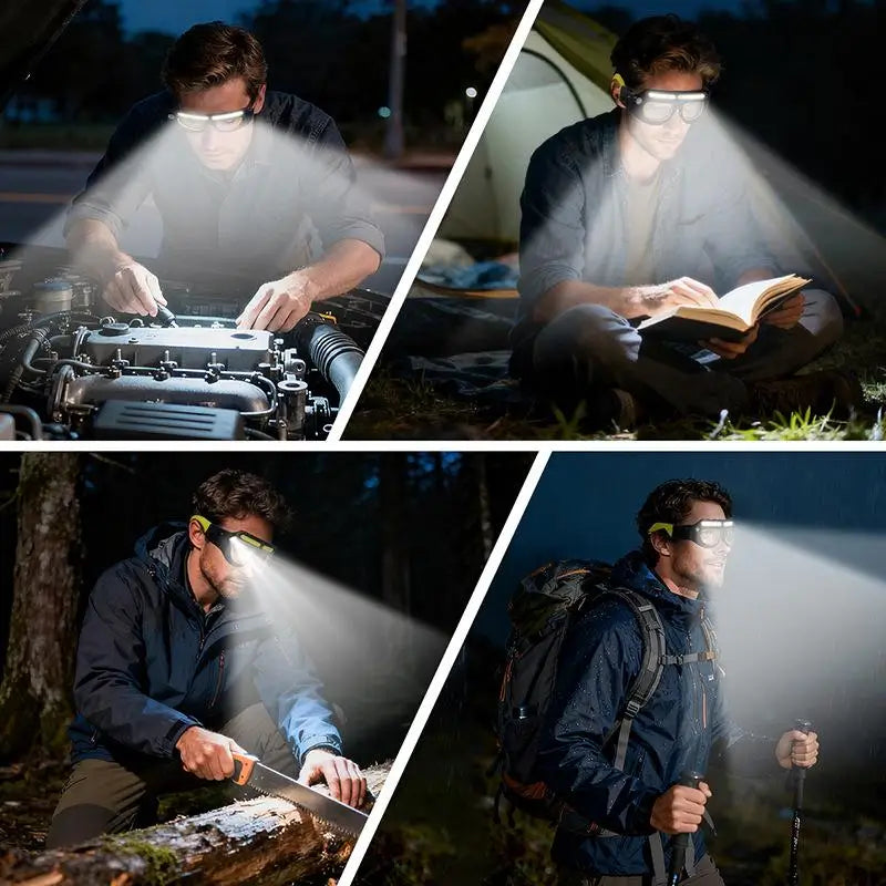 High Brightness Motion Sensor Headlamp Outdoor Cycling Running Windproof Rechargeable Long Battery Life Work Light Lighting Peaceful Pleasures Health and Wellness