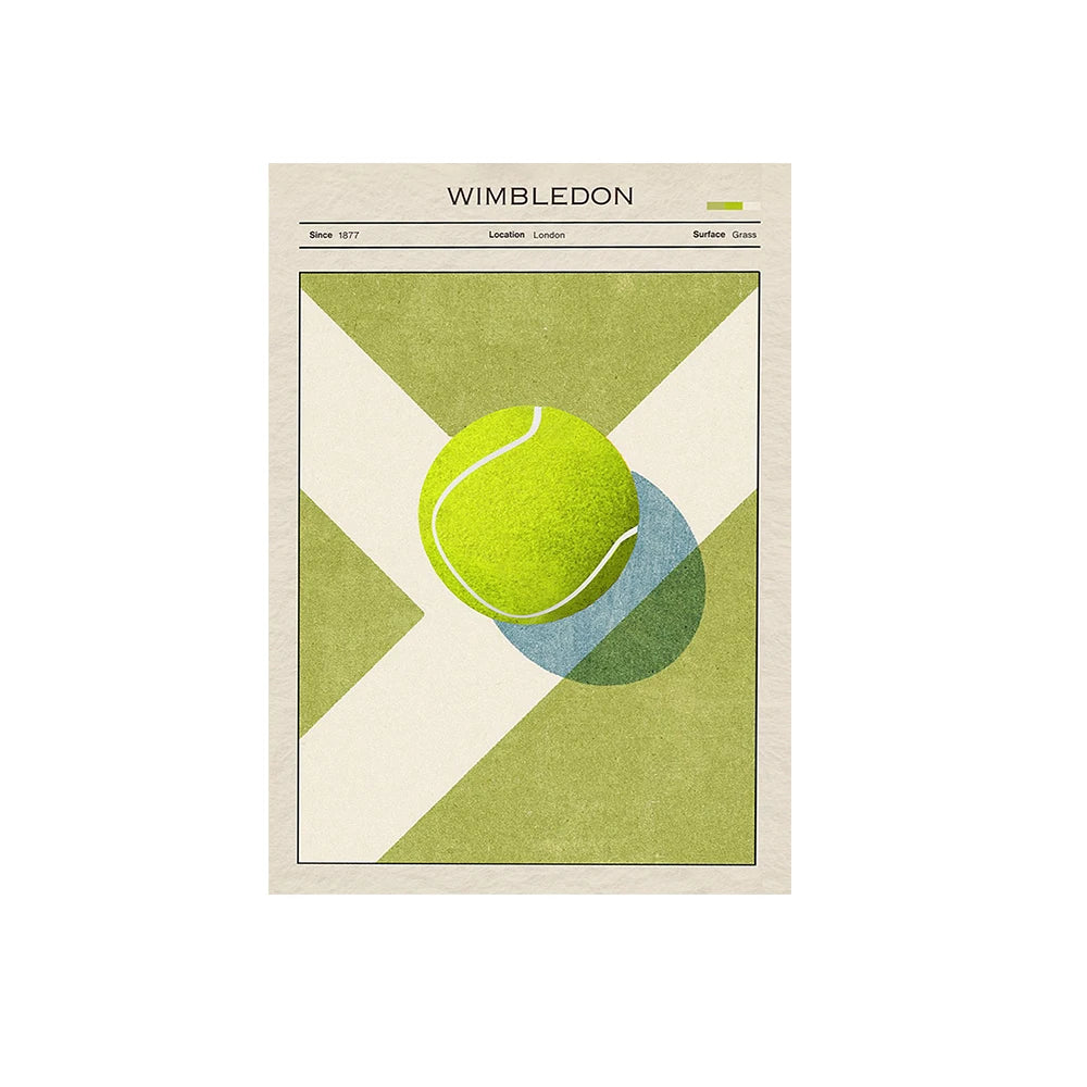 Tennis Evolution Wall Art Poster Aussie Open Canvas Art Prints US Open Wall Decor Picture Wimbledon Tennis Canvas Painting Peaceful Pleasures Health and Wellness