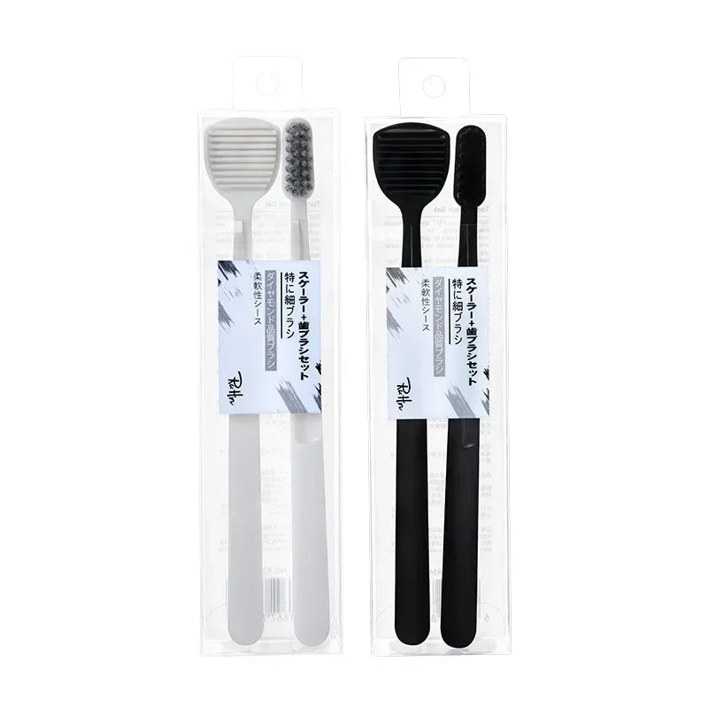 Soft Bristle Toothbrush Set, 2PCS, Eco Bamboo Toothbrushes, Charcoal Teeth, Natural Bamboo, Dental Oral Care Peaceful Pleasures Health and Wellness