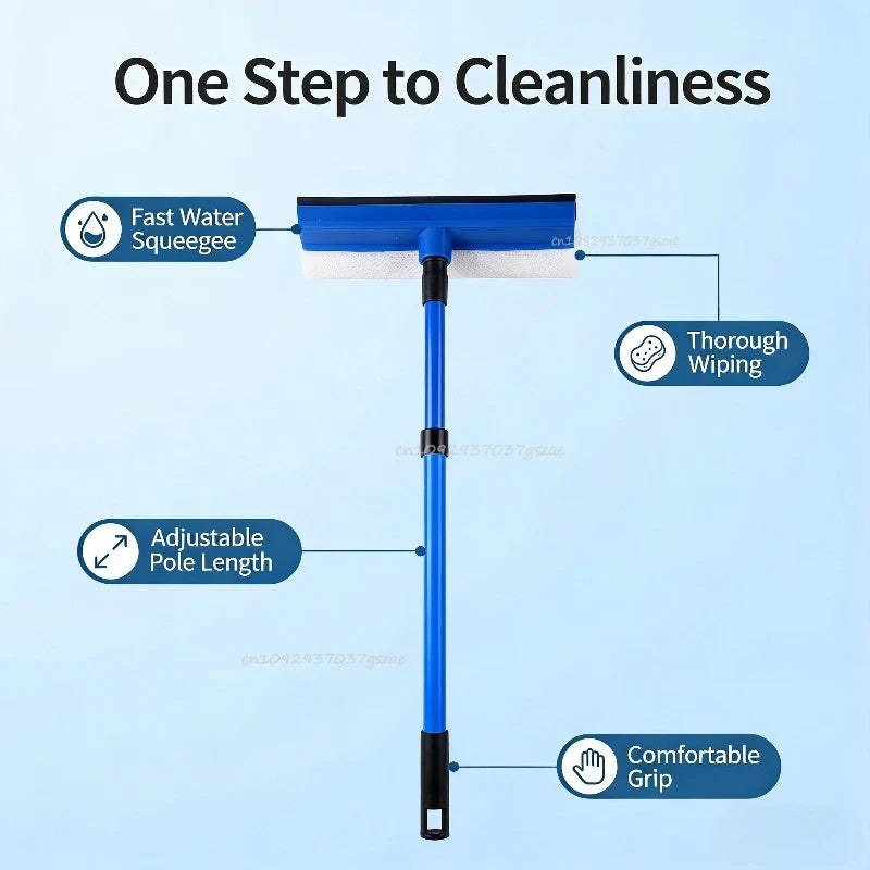 2-in-1 Telescopic Window Squeegee & Sponge Cleaner Mop