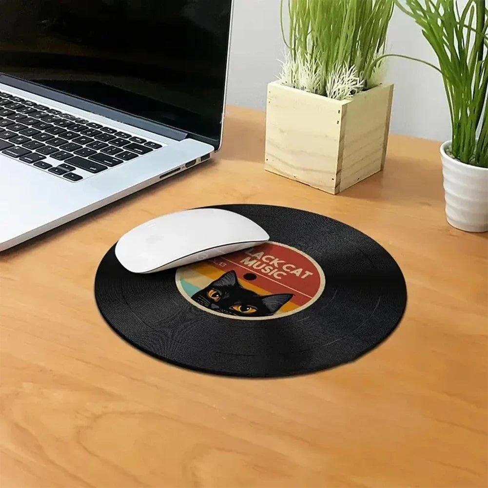 Vinyl Record Round Mouse Pad – Non-Slip Diatom Mud Desk Mat