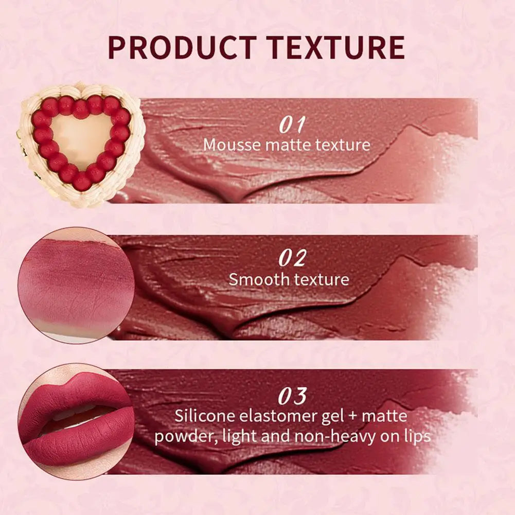Strawberry Cupid Cake Lip Clay 5ml – Velvet Matte Liquid Lipstick, Long-Lasting & Hydrating Peaceful Pleasures Health and Wellness