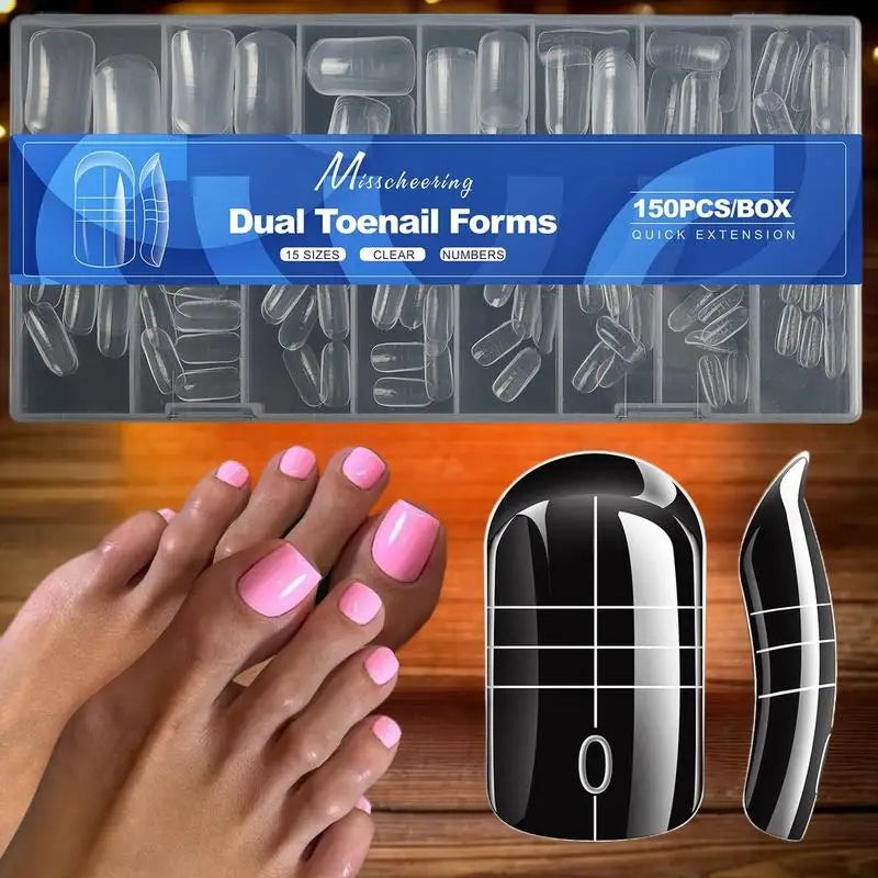 150PCS/Box Toenails Foot Armor Mold15 Size Polyethylene Gel Toenails Extension Reusable Full Cover Mold For Acrylic Toenails Peaceful Pleasures Health and Wellness