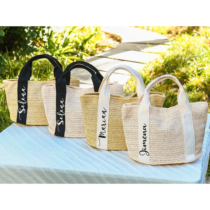 Personalized Beach Straw Tote Bag | Bridesmaid & Bachelorette Gift