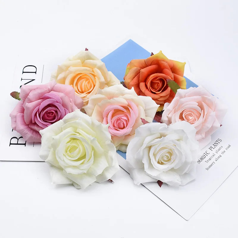 Artificial Silk Rose Flower Heads 5/10 Pcs – Wedding & Decor