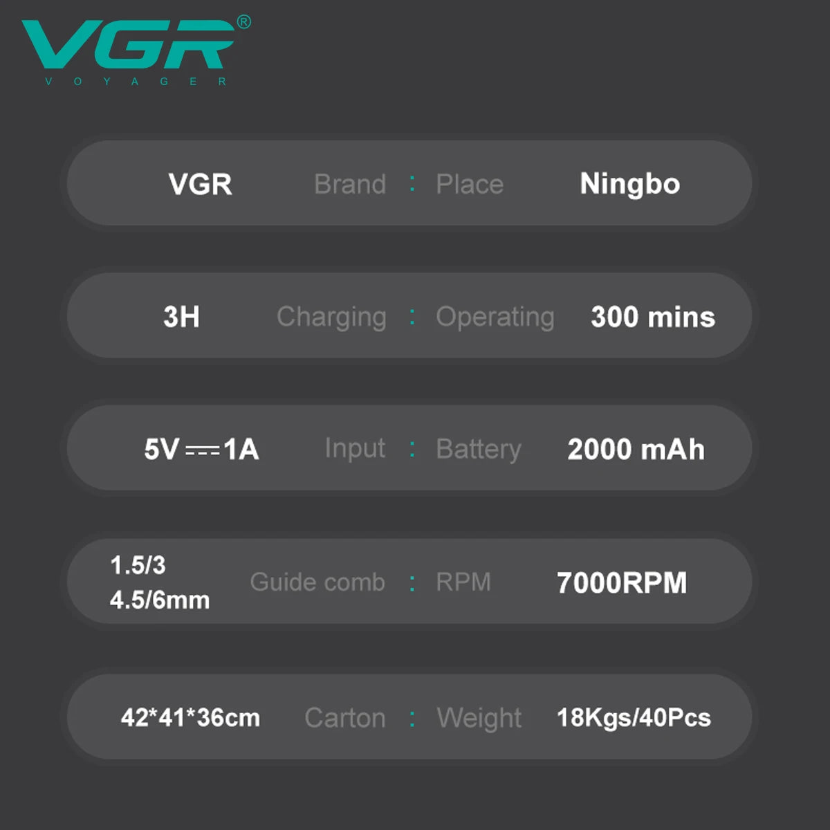 VGR NEW Men's Electric Hair Clipper Gradient Metal Body Hair Trimmer LED Intelligent Digital Display Home Carving Pusher V-996 Peaceful Pleasures Health and Wellness