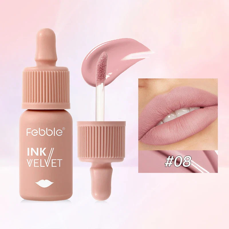 Febble 6-Shade Matte Velvet Liquid Lipstick – Long-Lasting Nude