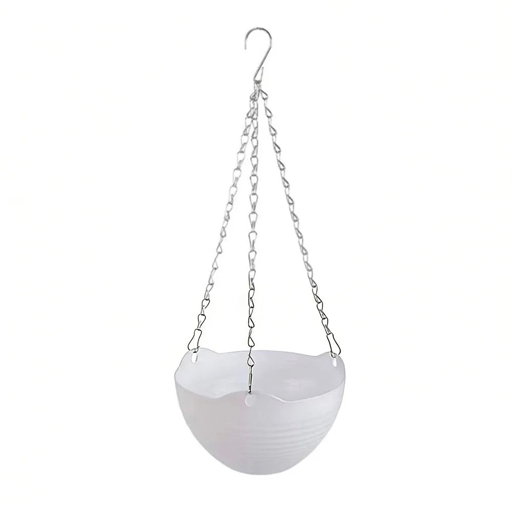 Durable Self-absorbing Hanging Basket Plastic Colorful Flower Pot Hanging Flower Pot Home Decor Peaceful Pleasures Health and Wellness White