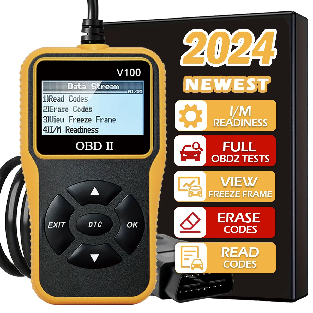 Car OBD2 Scanner Diagnostic Tool Code Reader, Car Voltage Tester Engine Fault Code Scanner, Charging Tester Diagnostic Tool Y100 Peaceful Pleasures Health and Wellness
