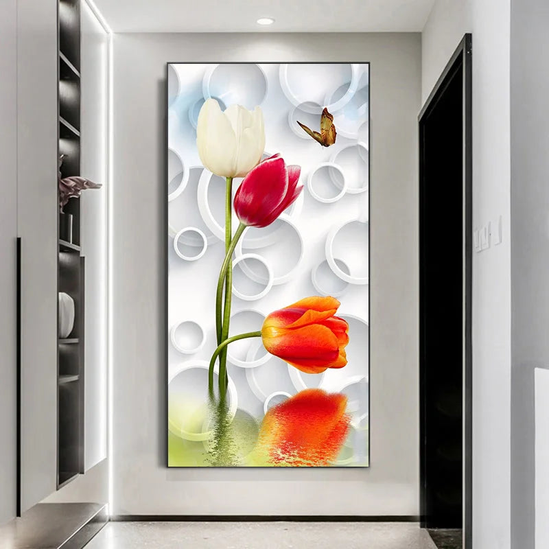 Retro Butterfly Flower Canvas Paintings Wall Art Pictures Chinese Style Vintage Poster And Prints for Living Room Aisle Decor Peaceful Pleasures Health and Wellness QP10523-G 60x120cm No Frame