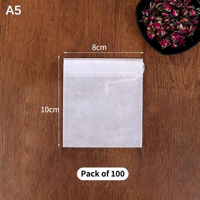 100 Disposable Drawstring Tea Bags – Empty Filter Pouches Tea Filter Bags Peaceful Pleasures Health and Wellness A5